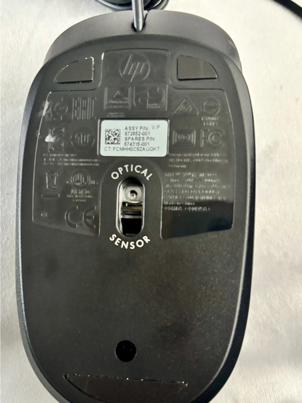 HP Black Wired USB Optical Mouse with Scroll Wheel